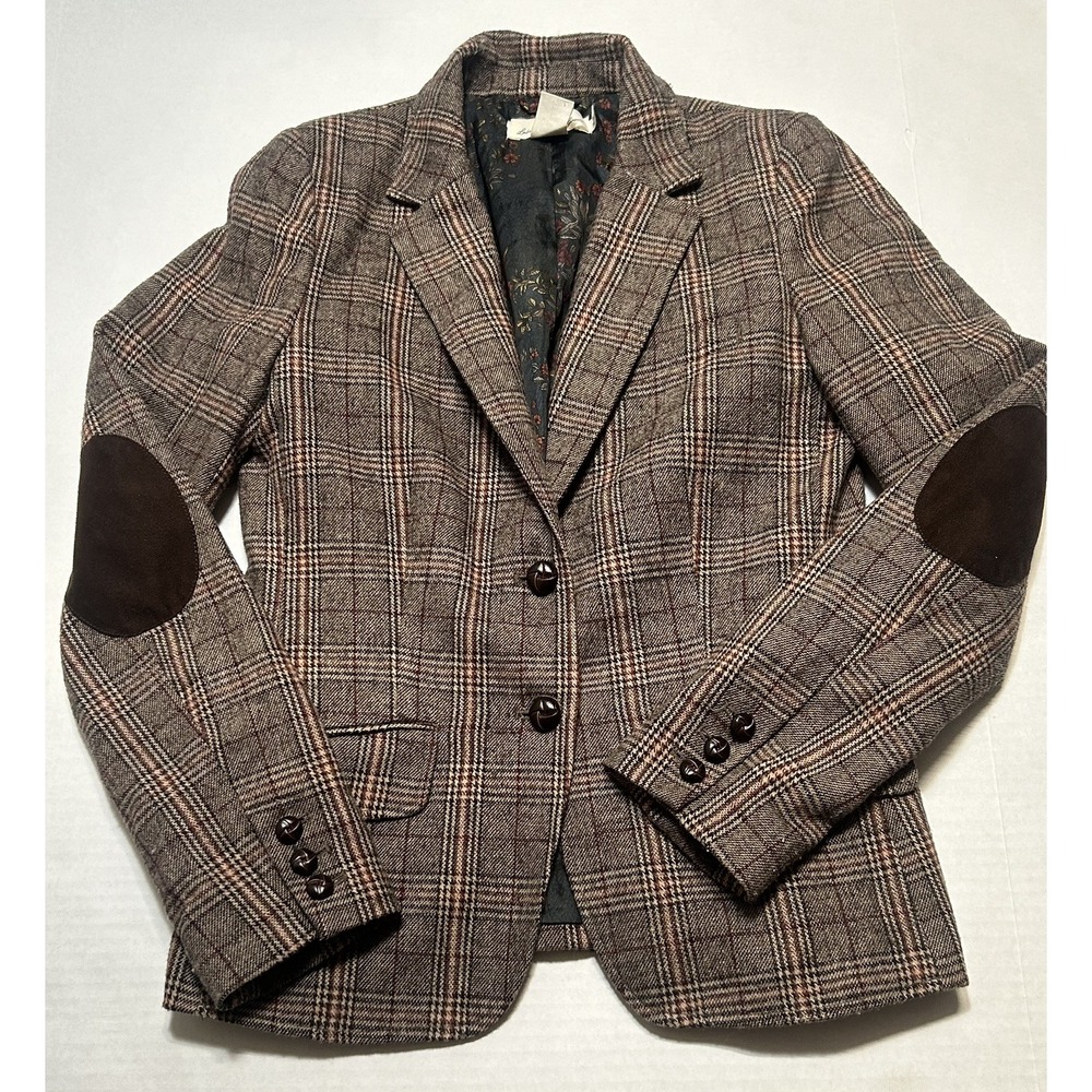 H&M Plaid Blazer Patched Elbows. Women's Size 6